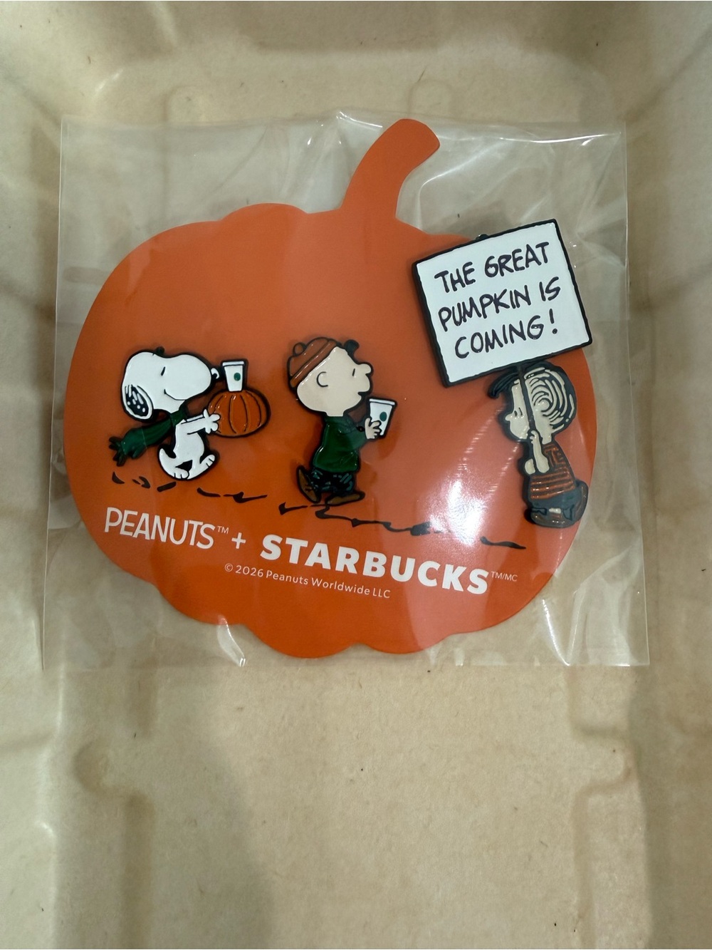 Starbucks Peanuts Pumpkin Orange Enamel Pin